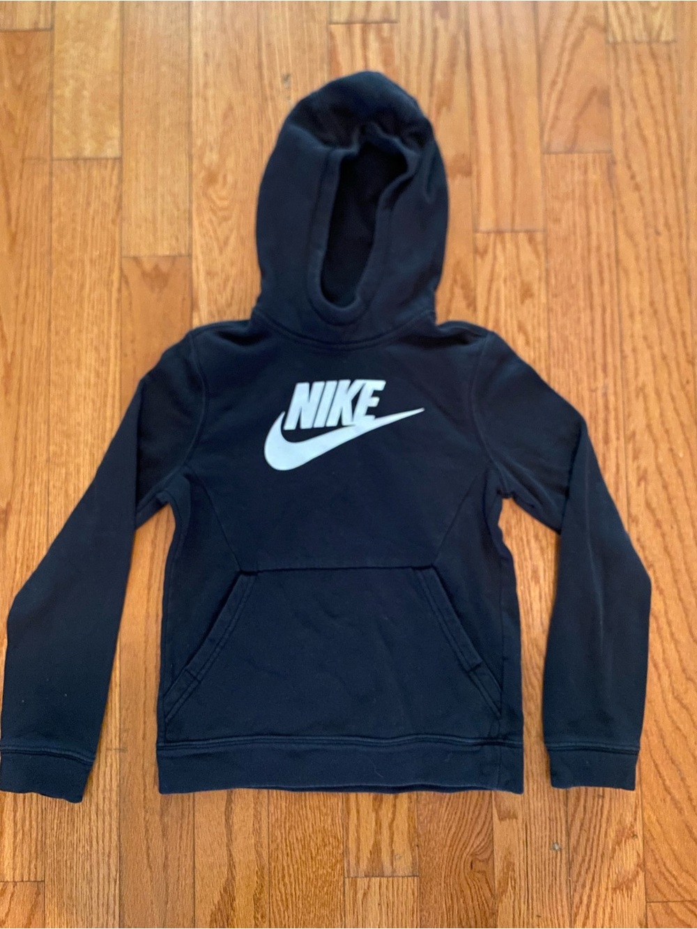 Nike Black Hoodie with White Swoosh - Kids